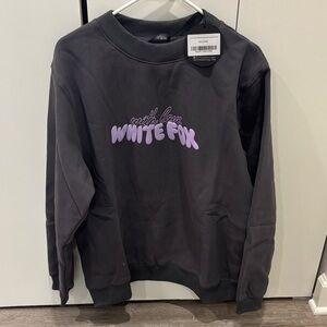 NWT White Fox With Love Forever Gray Crewneck